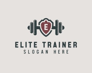 Barbell Shield Fitness logo design