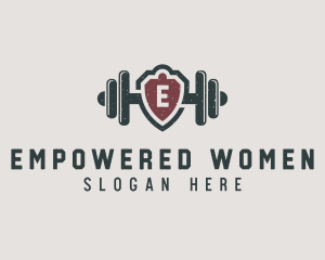 Barbell Shield Fitness logo design