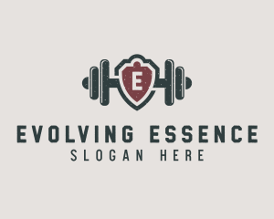 Barbell Shield Fitness logo design