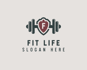 Barbell Shield Fitness logo design