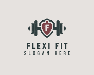 Barbell Shield Fitness logo design