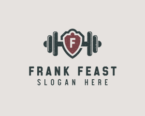 Barbell Shield Fitness logo design