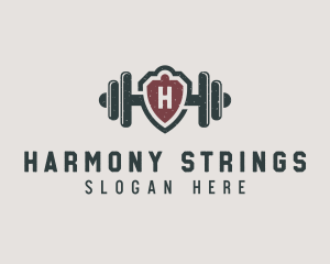 Barbell Shield Fitness logo design