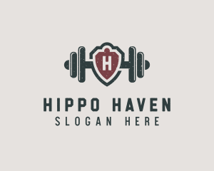 Barbell Shield Fitness logo design