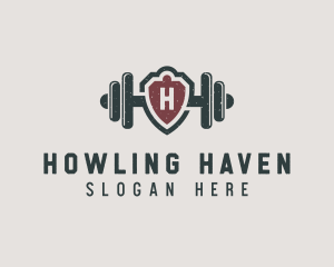 Barbell Shield Fitness logo design