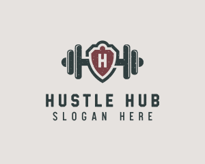 Barbell Shield Fitness logo design