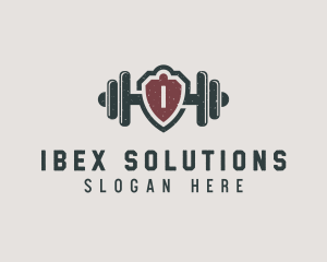 Barbell Shield Fitness logo design