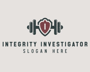 Barbell Shield Fitness logo design