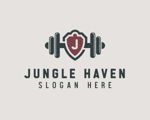 Barbell Shield Fitness logo design