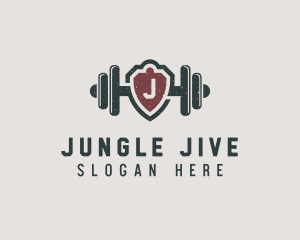 Barbell Shield Fitness logo design