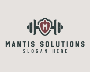 Barbell Shield Fitness logo design