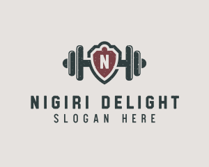 Barbell Shield Fitness logo design