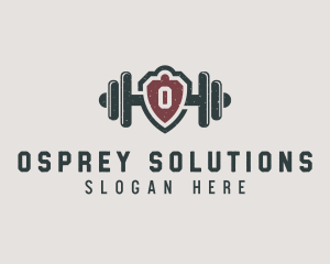 Barbell Shield Fitness logo design