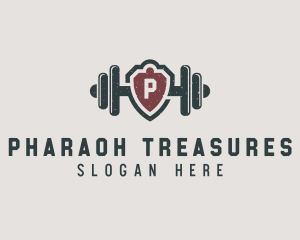 Barbell Shield Fitness logo design