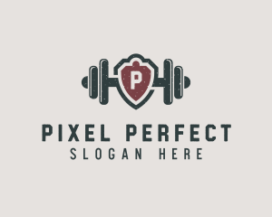 Barbell Shield Fitness logo design