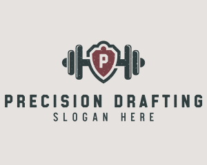 Barbell Shield Fitness logo design