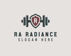 Barbell Shield Fitness logo design