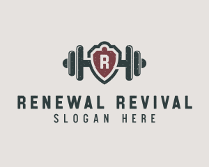 Barbell Shield Fitness logo design