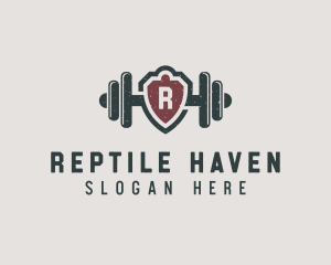 Barbell Shield Fitness logo design