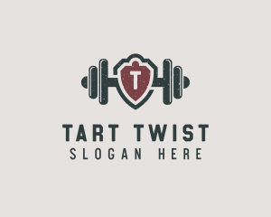 Barbell Shield Fitness logo design