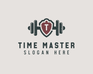 Barbell Shield Fitness logo design