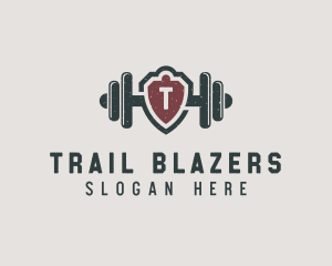 Barbell Shield Fitness logo design