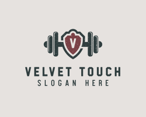 Barbell Shield Fitness logo design