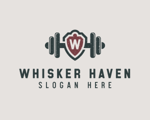 Barbell Shield Fitness logo design