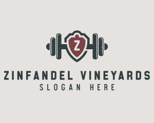 Barbell Shield Fitness logo design