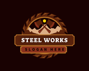 Woodwork Axe Saw logo design