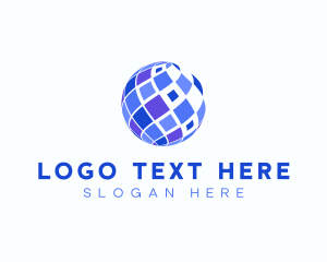 Globe - Tech Mosaic Sphere logo design