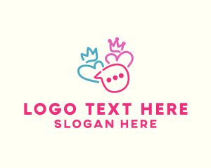 Chat - King & Queen Couple Messaging logo design