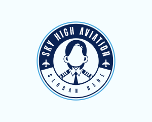 Aviation Woman Pilot logo design