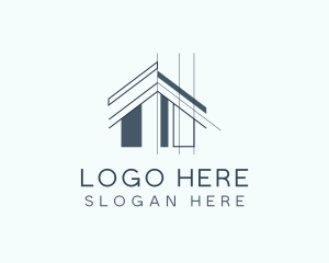 House Architecture Blueprint Logo