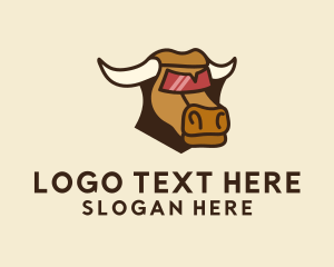 Cow - Wild Bison Horn logo design