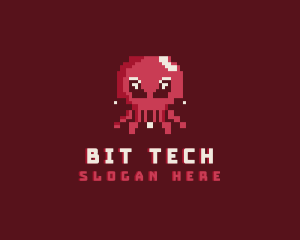 Pixel Octopus Animal logo design