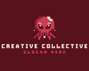 Pixel Octopus Animal logo design