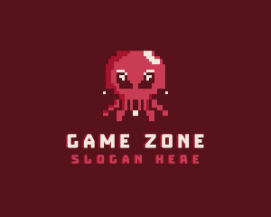 Pixel Octopus Animal logo design