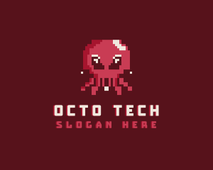 Pixel Octopus Animal logo design