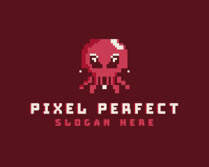 Pixel Octopus Animal logo design