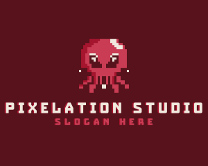 Pixel Octopus Animal logo design