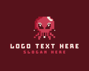 8-bit - Pixel Octopus Animal logo design