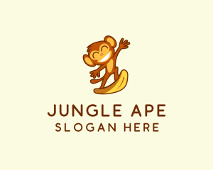 Surfing Monkey Ape logo design