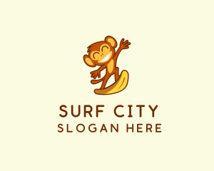 Surfing Monkey Ape logo design