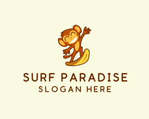 Surfing Monkey Ape logo design