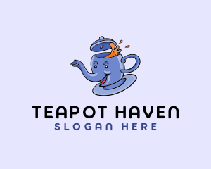 Teapot - Elephant Tea Beverage logo design