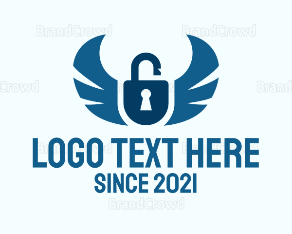 Blue Wing Padlock Logo