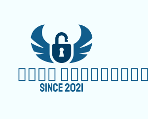 Keyhole - Blue Wing Padlock logo design