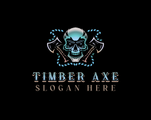 Skull Axe Weapon logo design