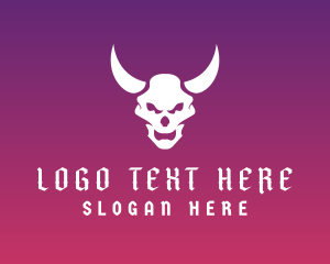 Halloween - Evil Skull Horns logo design